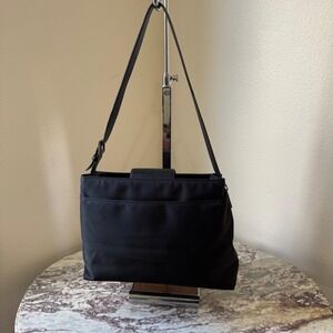 Coach Vintage Mercer Twill Medium Shoulder Bag 7412 Black Leather Trim Rare